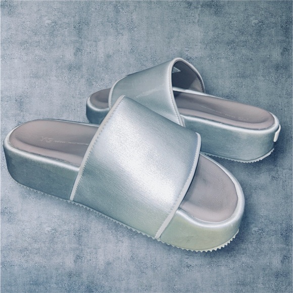 adidas Y-3 Yohji Yamamoto Platform Slides/Silver Metallic/Unisex/Men’s Sz 6 US - Picture 9 of 12